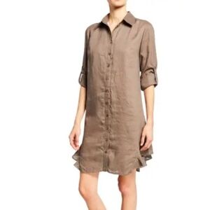 New Finley XL Linen Dress Minimal Quiet Luxury Capsule Wardrobe Neutral Brown